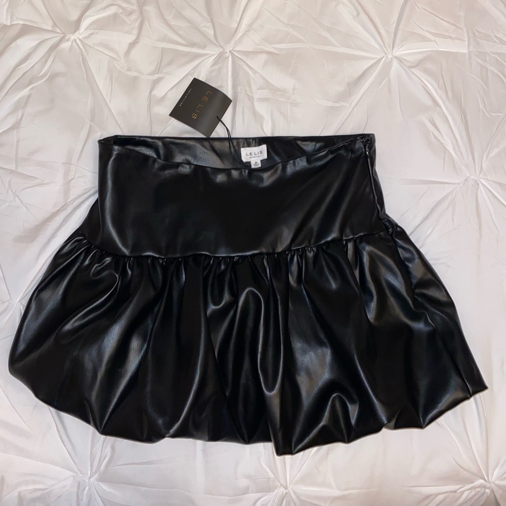 Le Lis black leather bubble skirt size medium